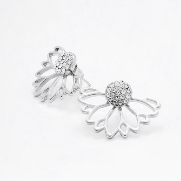 🌟Silver Lotus Flower Earrings by Ocean Dreams🌟 - Picture 3 of 3